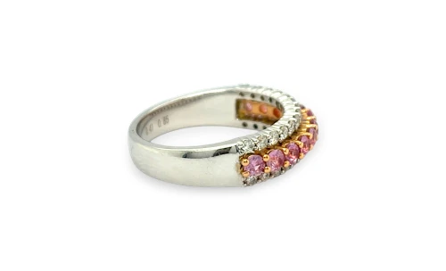 1.26ct Natural Pink Sapphire & Diamond Eternity/Wedding Band -18ct White Gold 5.82g