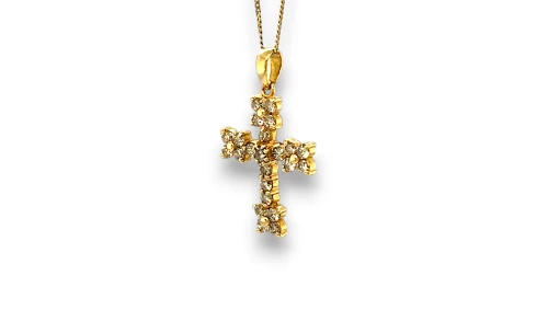 1.00ct Natural Diamond & 18ct Gold Cross Pendant (28.5 x 16.8mm) 2.32g