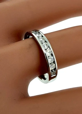 0.50ct Diamond & 18ct White Gold 3.5mm Eternity/Wedding Band 4.3g