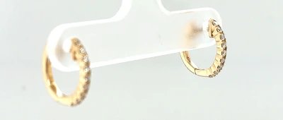 0.17ct Diamond & 9ct Gold Hinged Hoop Earrings ( 12.5mm x 1.5mm)