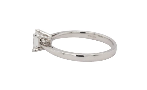0.50ct Natural Princess Cut Diamond & 18ct White Gold Solitaire Ring 2.6g