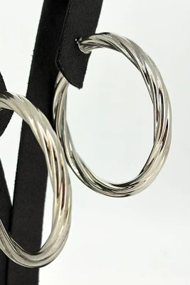 Sterling Silver Large Twisted Hoop Earrings 10.8g ( 50 x 50 x 5.0mm)