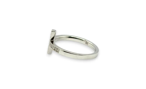 0.10ct Natural Diamond & 9ct White Gold Cross Dress Ring 2.32g