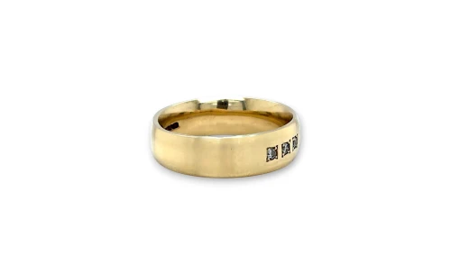 0.06ct Natural Diamond & 9ct Gold 6mm Slight Court Wedding Band 7.20g