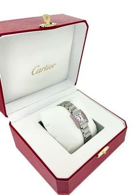 Cartier 20mm Tank Pink Mop Dial Pink Sapphire Circa 2015