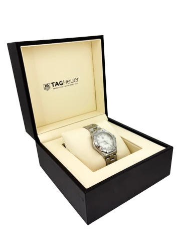 Ladies 32mm Tag Heuer Aquaracer - Mother of Pearl/Diamond Dial 2015 Box & Papers - Stainless Steel Model: WAF1312/BA0817