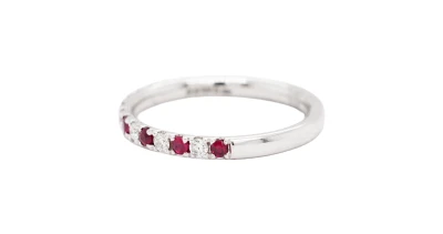 0.21ct Ruby & 0.17ct Diamond 2.2mm Platinum Eternity Band 2.4g