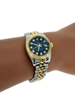 Rolex 26mm DateJust 18ct Gold/Stainless Steel DIAMOND 2007 Box & Papers Model:179173