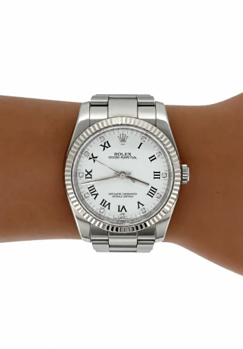 Rolex 36mm Oyster Non Date - Stainless Steel DIAMOND DIAL( 2008 Box & Papers) Model 116034