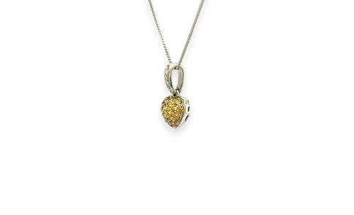 0.54ct Natural Yellow Sapphire/Diamond Heart Pendant (14.3 x 8.5 x 5.0mm) 1.27g