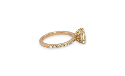 2.07ct Natural Diamond & 18ct Rose Gold Solitaire Ring ( Hidden Halo) 3.07g