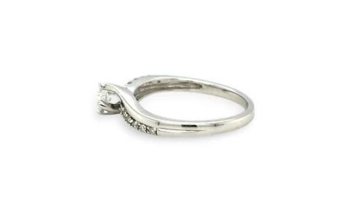 0.25ct Diamond & 18ct White Gold Twist Solitaire Ring 2.9g