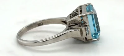 4.61ct Aquamarine & 0.16ct Diamond Platinum Dress Ring- 6.5g