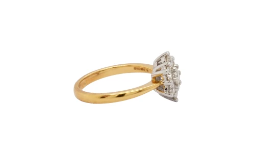 1.00ct Natural Diamond & 18ct Gold Cluster Ring 4.4g
