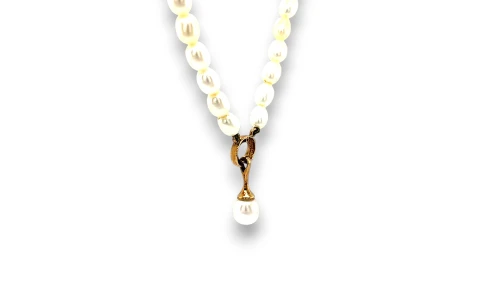 Fresh Water Pearl & 9ct Yellow Gold Necklace 17Inch 17.25g