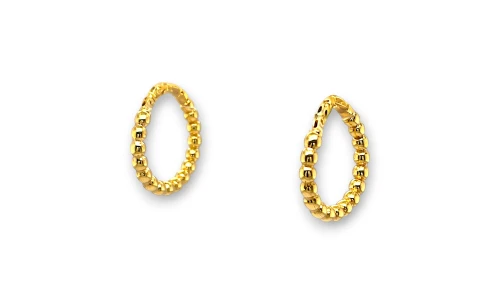 9ct Gold 21mm Fancy Beaded Hoop Earrings 1.6g