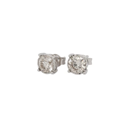 2.01ct Diamond & 9ct White Gold Solitaire Stud Earrings 2.0g