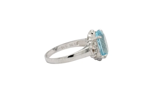 3.92ct Aquamarine & Diamond 12.8mm Dress Ring- Platinum Dress Ring 4.6g