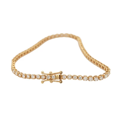 2.00ct Natural Diamond & 18ct Gold -2.8mm Tennis Bracelet 7.5 Inch 5.42g