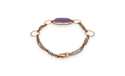 9ct Rose Gold & Lavender Quartz Bracelet 4.9g 7.5inch