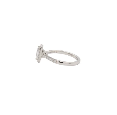 1.58ct Lab Grown Emerald Cut Diamond & Platinum Halo Solitaire Ring 5.7g