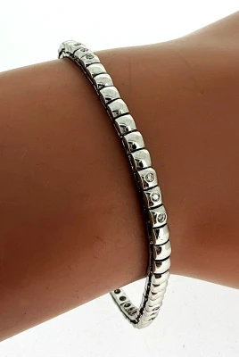 0.18ct Natural Diamond & 9ct White Gold 3.2mm Bracelet 7.5 Inch 11.2g