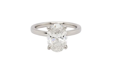 3.17ct Lab Grown Diamond & Platinum Solitaire Ring (Hidden Halo) 6.65g