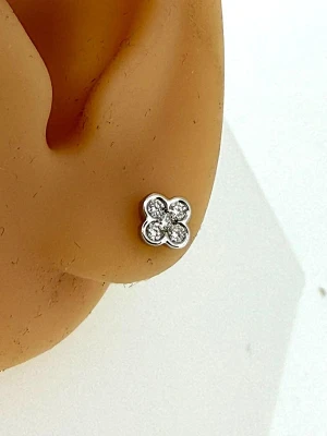 0.20ct Diamond & 9ct White Gold Clover Stud Earrings 1.0g