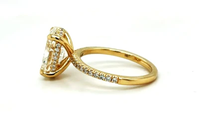 3.99ct Lab Grown Diamond & 9ct Gold Solitaire Ring HIDDEN HALO 3.67g