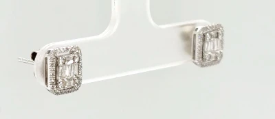 0.37ct Diamond & 18ct White Gold Halo Stud Earrings 1.8g