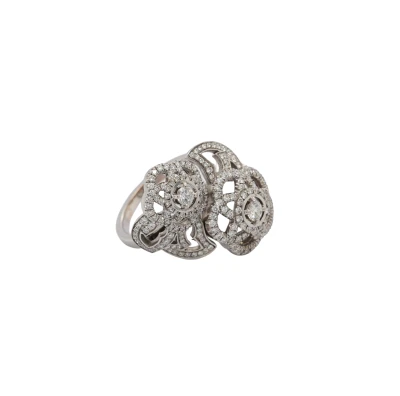 1.00ct Diamond & 18ct White Gold Flower Ring -by CHANEL 7.8g
