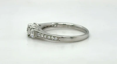 0.61ct Natural Diamond & Platinum Trilogy Ring 3.9g Size L