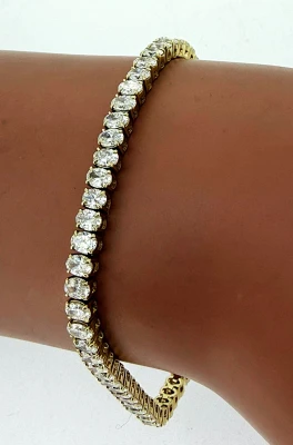 7.00ct Oval Lab Grown Diamond & 9ct Gold Tennis Bracelet 10.5g 7.5 Inch