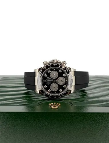 Rolex 40mm Daytona Cosmograph- Diamond Dial - 18ct White Gold & Oyster Flex Strap (2023 Box & Papers) Model: 126519LN