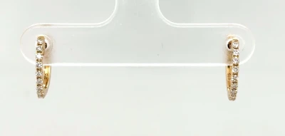 0.17ct Diamond & 9ct Gold Hinged Hoop Earrings ( 12.5mm x 1.5mm)