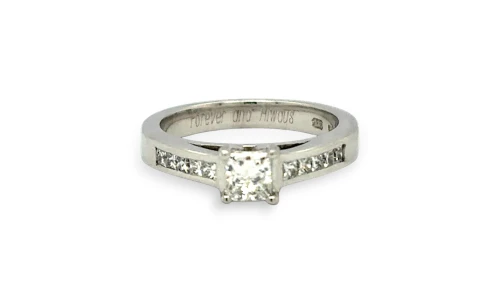 0.50ct Natural Princess Cut Diamond & 18ct White Gold Solitaire Ring 4.2g