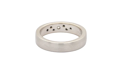 0.10ct Diamond & 9ct White Gold BRUSHED 5mm Slight Court Wedding Band 6.3g