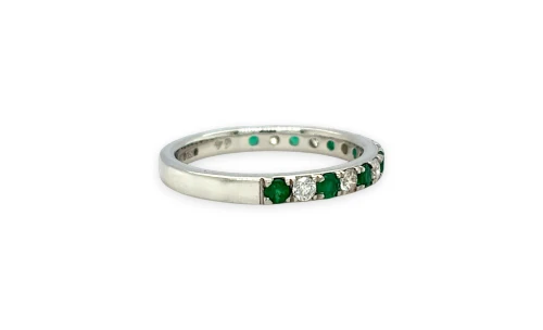 0.58ct Natural Emerald & Diamond Eternity/Wedding Platinum Band 3.4g