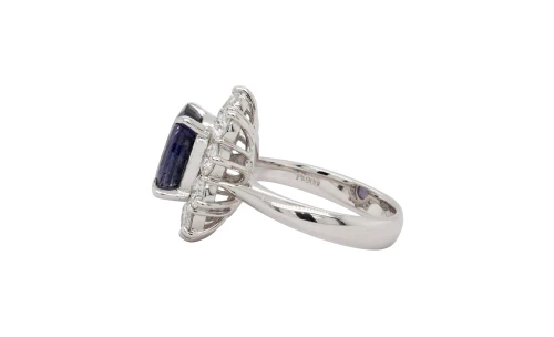 6.82ct Natural Sapphire & Diamond 18mm Cluster/Dress Platinum Ring 9.9g