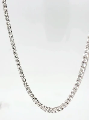 7.88ct Lab Grown Diamond & 9ct White Gold 2.5mm Tennis Necklace 17 Inch ( 12.7g)