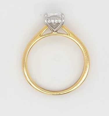 1.13ct Lab Grown Diamond & 18ct Gold Solitaire Ring ( Hidden Halo) 3.5g Size: M