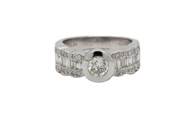 0.66ct Natural Diamond & 18ct White Gold Bespoke Solitaire/Dress Ring 6.8g