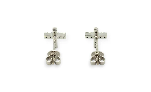 0.25ct Natural Diamond & 9ct White Gold Cross Stud Earrings (10.8 x 7.8mm) 1.3g