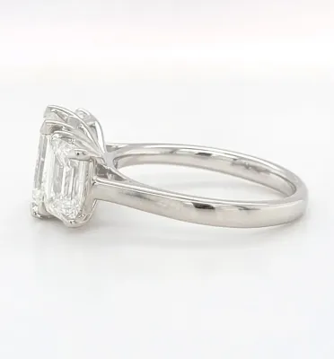 4.06ct Lab Grown Diamond & Platinum Trilogy Ring 7.0g Size M