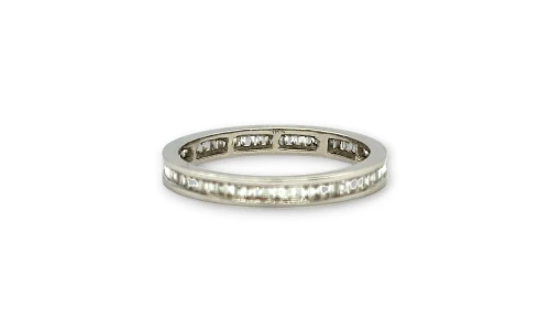 0.58ct Natural Baguette Diamond & 18ct White Gold FULL 3.0mm Wedding/Eternity Band 3.23g