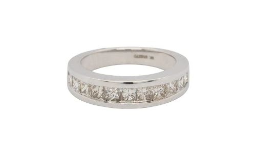 1.50ct Natural Princess Cut Diamond & 9ct White Gold 5.3mm Eternity/Wedding Band 4.93g