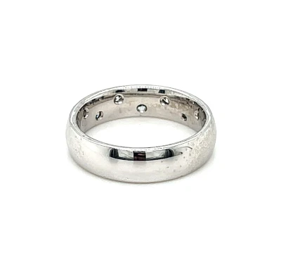 0.07ct Natural Diamond & 18ct White Gold 5mm Court Band 6.3g