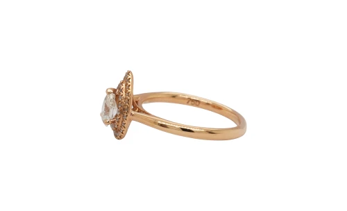 0.65ct Natural Diamond & 18ct Rose Gold Halo Solitaire Ring 3.4g