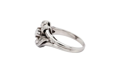 0.45ct Natural Diamond & Platinum  Art Deco Style Dress Ring 6.49g