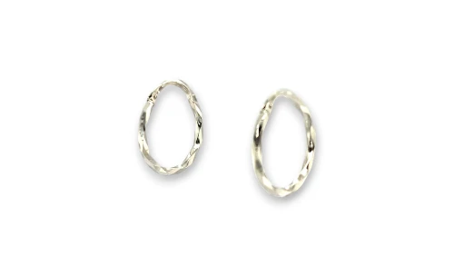 9ct White Gold 22mm Faceted Hoop Earrings 1.4g